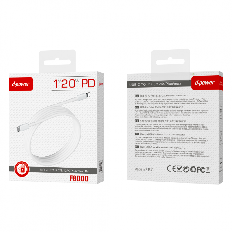 Cable USB-C vers sortie iPhone / Lightning (NEUF)